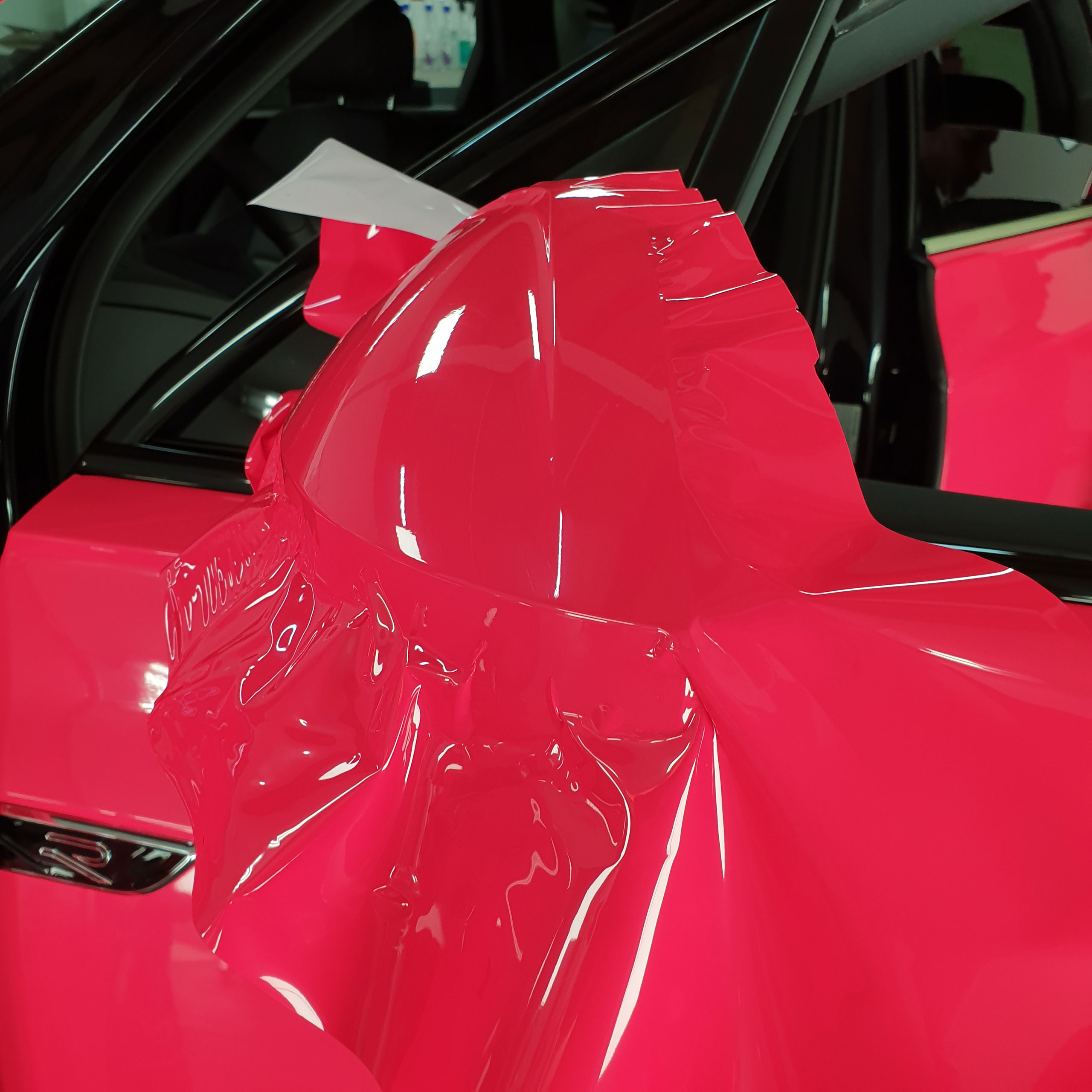 Spiegelkappe in Neon Pink wrap Touareg